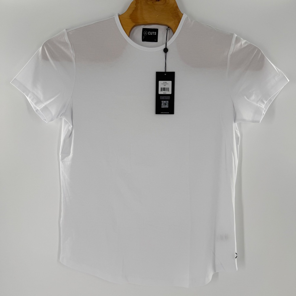 Cuts AO Curve-Hem Tee Mens White Short Sleeve Crewneck T-Shirt MT10005N L